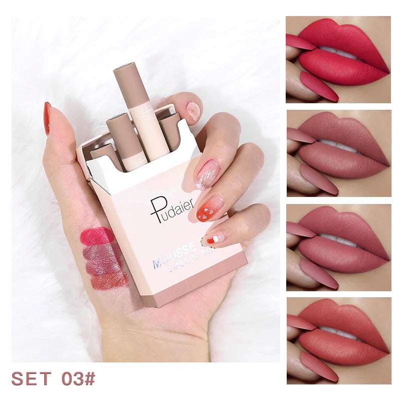 Mousse Lipstick 4Ppcs set Cigarette Lipstick Suit